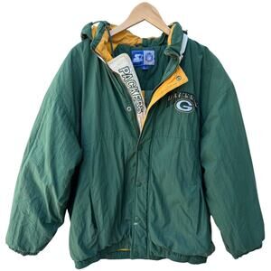 Green Bay Packers Starter Jacket Mens Large Vintage NFL Hooded